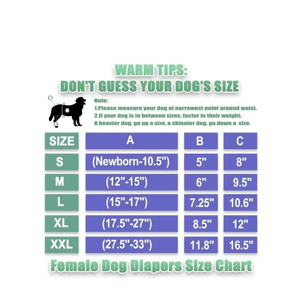 WeGreeco Reusable Washable Dog Diapers Female (3 Pack) - Medium